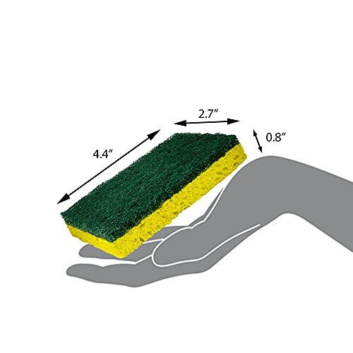 Amazon Basics Cleaning Sponges, Multipurpose, Heavy Duty Scrub Sponges, Yellow/Green, 6-Pack - 6