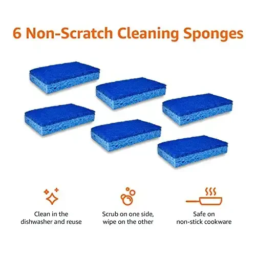 Amazon Basics Non-Scratch Sponges, 6-Pack - 2