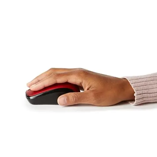 Amazon Basics noutbuk va kompyuter uchun 2,4 GHz optik simsiz sichqoncha, USB Nano qabul qiluvchi, Qizil - 3