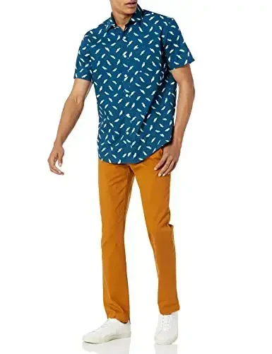 Amazon Essentials erkaklar uchun oddiy bichimli qisqa yengli naqshli ko'ylak - 5