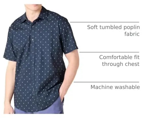 Amazon Essentials erkaklar uchun oddiy qisqa yengli bosma ko'ylak 