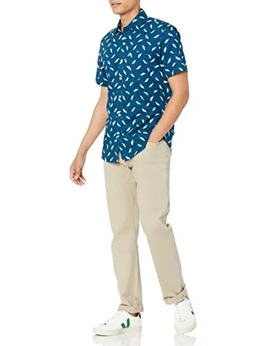 Amazon Essentials Erkaklar uchun tor bichimli kalta yengli yoqali tugmali ko'ylak - 6