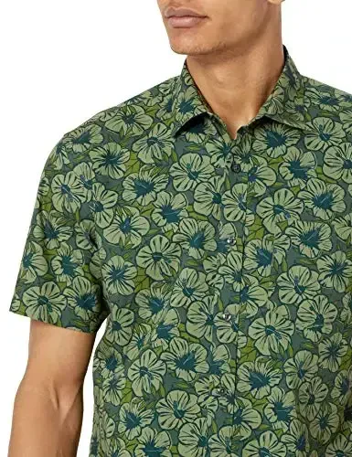 Amazon Essentials erkaklarning oddiy kesimli qisqa yengli naqshli ko'ylagi - 4