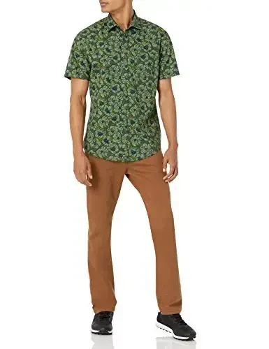 Amazon Essentials erkaklarning oddiy kesimli qisqa yengli naqshli ko'ylagi - 5