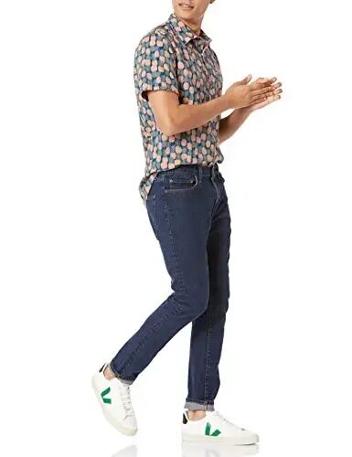 Amazon Essentials Erkek Dar Kesim Kısa Kollu Düğmeli Yaka Gömlek - 5