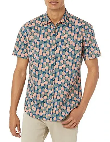 Amazon Essentials Men's Regular-Fit Short-Sleeve Print Shirt - Amazon Essentials