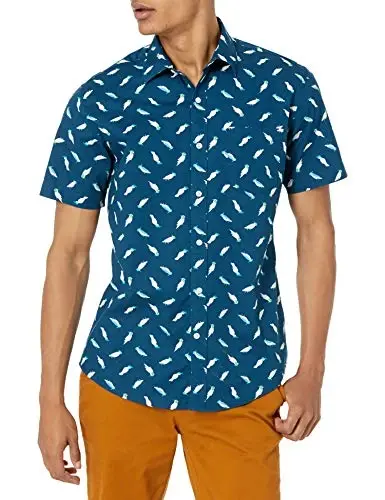 Amazon Essentials Men's Regular-Fit Short-Sleeve Print Shirt - Amazon Essentials