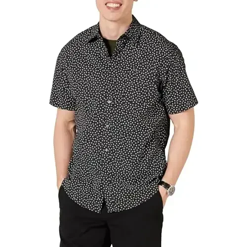Amazon Essentials Men's Regular-Fit Short-Sleeve Print Shirt 