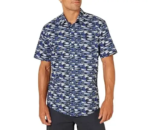 Amazon Essentials Men's Regular-Fit Short-Sleeve Print Shirt - Amazon Essentials