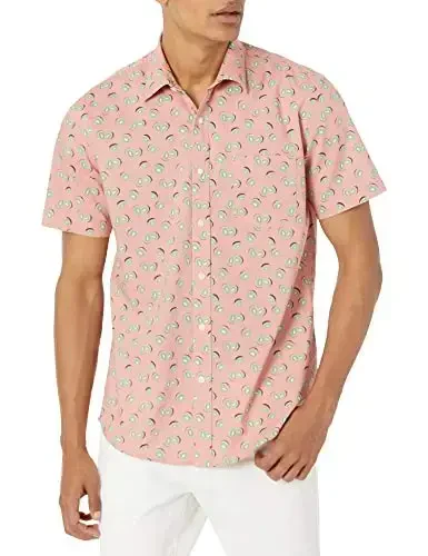 Amazon Essentials Men's Regular-Fit Short-Sleeve Print Shirt - 1