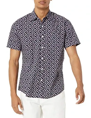 Amazon Essentials Men's Regular-Fit Short-Sleeve Print Shirt 