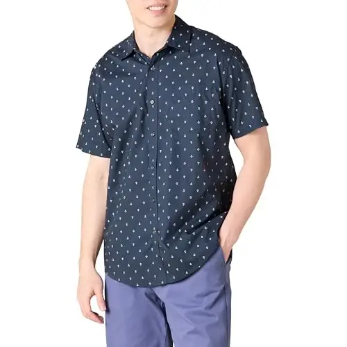 Amazon Essentials Men's Regular-Fit Short-Sleeve Print Shirt 