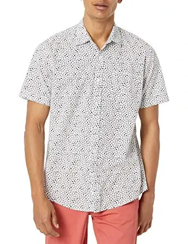 Amazon Essentials Men's Regular-Fit Short-Sleeve Print Shirt 