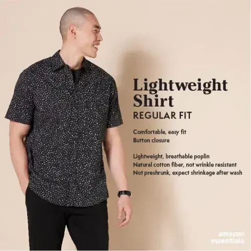 Amazon Essentials Men's Regular-Fit Short-Sleeve Print Shirt - Amazon Essentials (1)