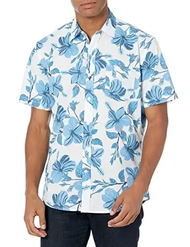 Amazon Essentials Men's Regular-Fit Short-Sleeve Print Shirt 
