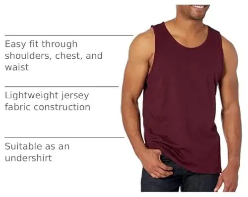 Amazon Essentials Men's Regular-Fit Sleeveless Tank Top, 100% Cotton - 4