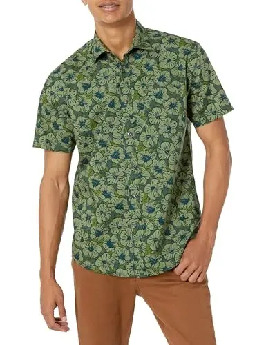 Amazon Essentials Men's Slim-Fit Men's Short Sleeve Collared Button Down Shirt - AMAZON
