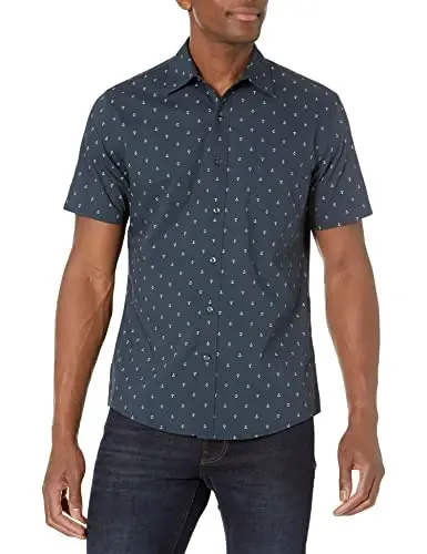 Amazon Essentials Men's Slim-Fit Men's Short Sleeve Collared Button Down Shirt - 1