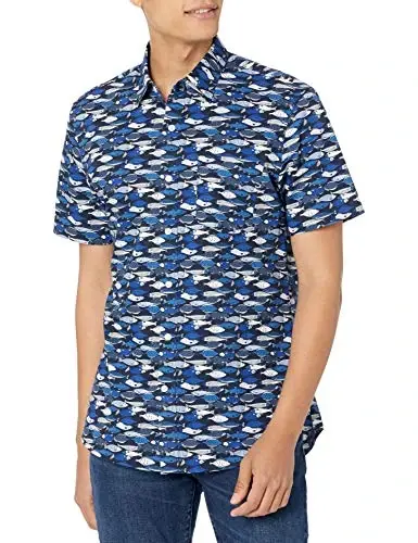 Amazon Essentials Men's Slim-Fit Men's Short Sleeve Collared Button Down Shirt 