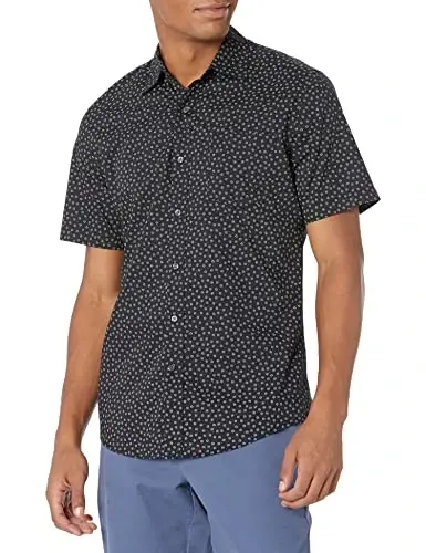Amazon Essentials Men's Slim-Fit Men's Short Sleeve Collared Button Down Shirt 