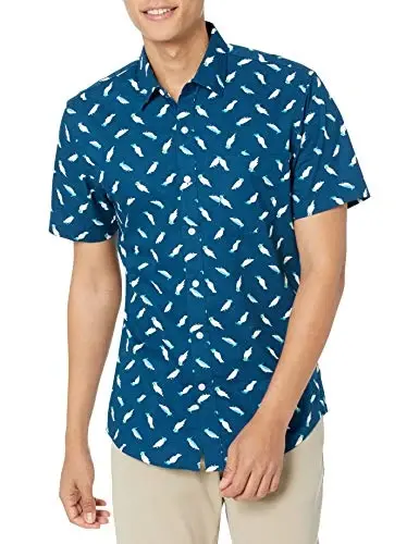 Amazon Essentials Men's Slim-Fit Men's Short Sleeve Collared Button Down Shirt - 1