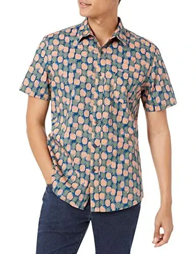 Amazon Essentials Men's Slim-Fit Men's Short Sleeve Collared Button Down Shirt 