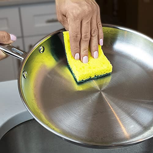 Amazon Basics Cleaning Sponges, Multipurpose, Heavy Duty Scrub Sponges, Yellow/Green, 6-Pack - 3