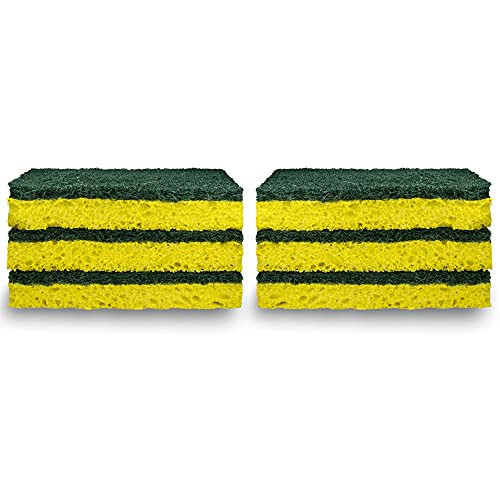 Amazon Basics Cleaning Sponges, Multipurpose, Heavy Duty Scrub Sponges, Yellow/Green, 6-Pack - 4