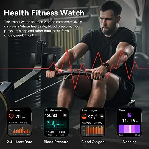 AMAZTIM Smart Watch, 60 Kunlik Qo'shimcha Uzoq Batareya, 50M Suvga Chidamli, Mustahkam Harbiy Bluetooth Qo'ng'iroq (Javob berish/Qo'ng'iroq qilish), 1.85