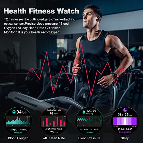 AMAZTIM Smart Watches for Men, 60 Days Extra-Long Battery, 50M Waterproof, Military Bluetooth Call(Answer/Dial Calls) Fitness Health Watch Compatible iPhone & Android, 1.43