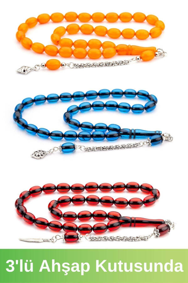 Amber Bead Prayer Set with Tassel in Wooden Box - 9