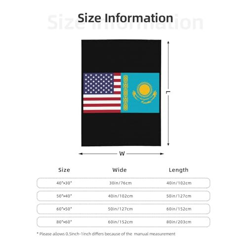 American Flag and Kazakhstan Flag Throw Blankets 50