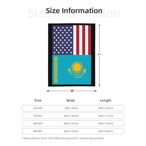 American Flag and Kazakhstan Flag Throw Blankets 50