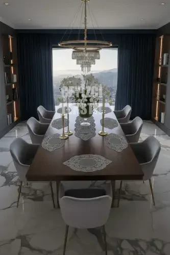 American Placemat, 1 Runner 6 Charger Gray Dinnerware Set, Tablecloth Set, Serving Presentation Set-YMRT - 1