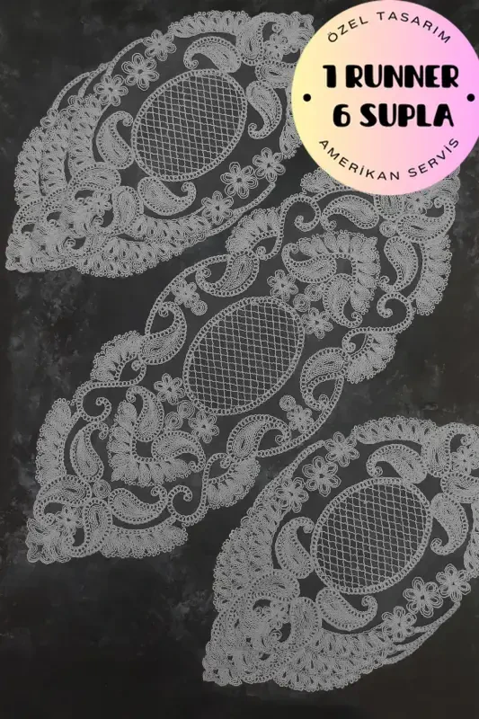 American Placemat, 1 Runner 6 Charger Gray Dinnerware Set, Tablecloth Set, Serving Presentation Set-YMRT - 2