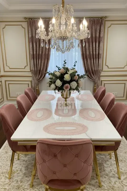 American Placemat, 1 Runner 6 Charger Plate Dinnerware Set, Tablecloth Set, Serving Presentation Set - Powder-SLD - 1