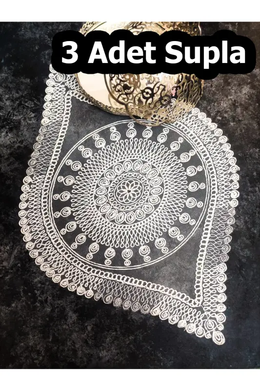 American Placemat, 3 Charger Plates, Tablecloth, 3-Piece Napkin, Serving Presentation Set - Cream 3 Charger Plates - CHARGER PLATE MODEL SET OF 3 1 - 1