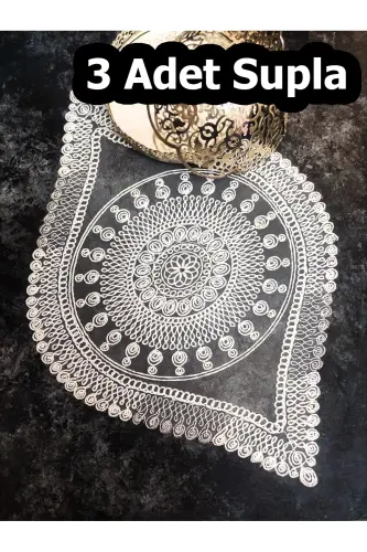 American Placemat, 3 Charger Plates, Tablecloth, 3-Piece Napkin, Serving Presentation Set - Cream 3 Charger Plates - CHARGER PLATE MODEL SET OF 3 1 