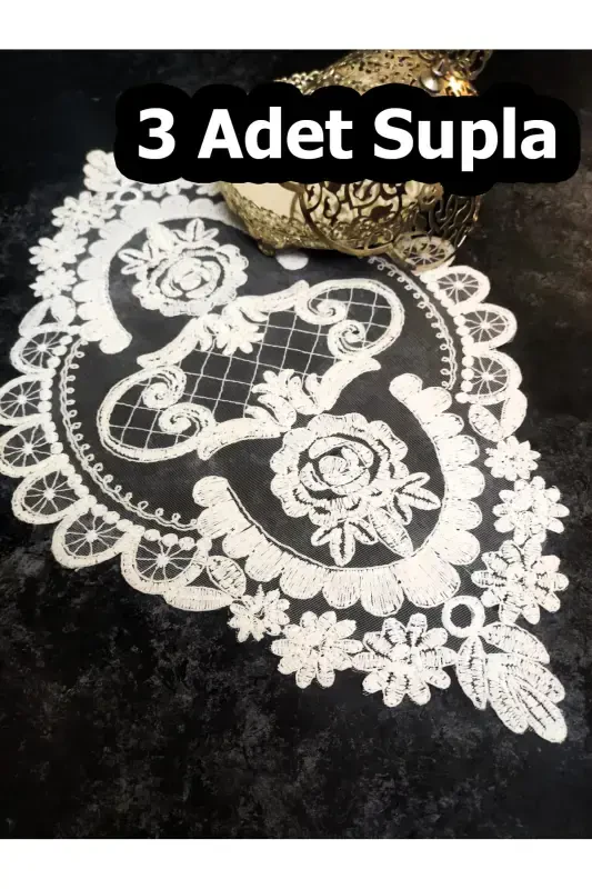 American Placemat, 3 Charger Plates, Tablecloth, Napkin Set of 3, Serving Presentation Set - Cream 3 Charger Plates - CHARGER PLATE MODEL SET OF 3 1 - 1