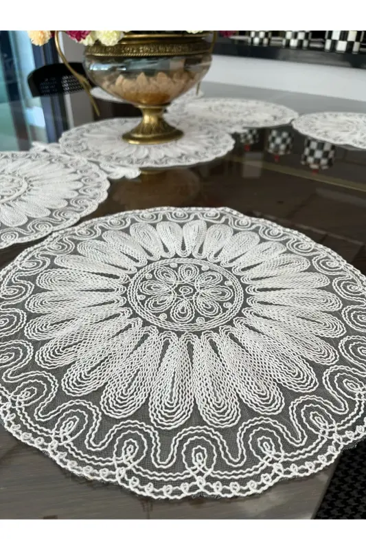 American Placemat, Charger Plate, and Runner Set for 6 People- Ecru - 3