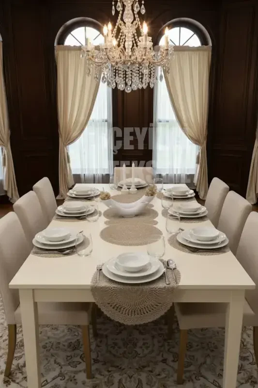 American Placemat, Charger Plate, and Runner Set for 6 People - Mink - 1