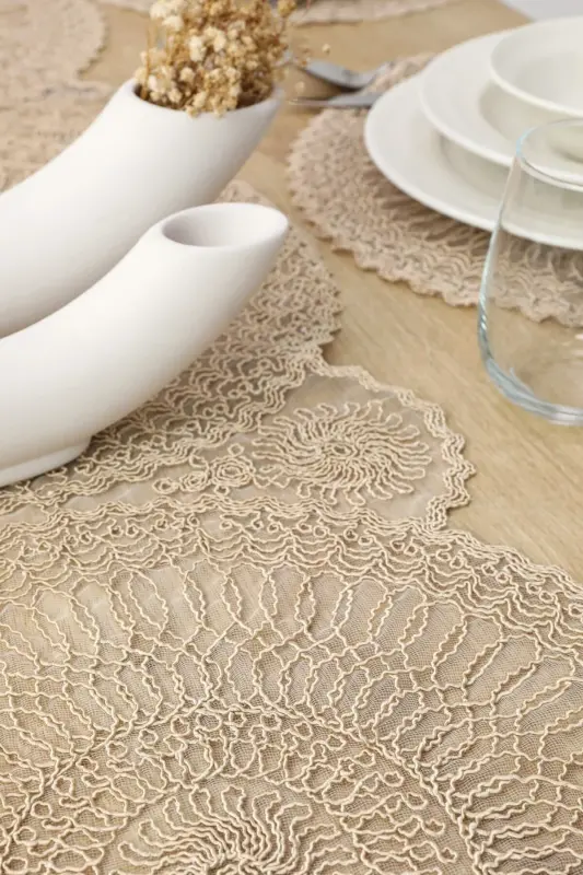 American Placemat, Charger Plate, and Runner Set for 6 People - Mink - 3