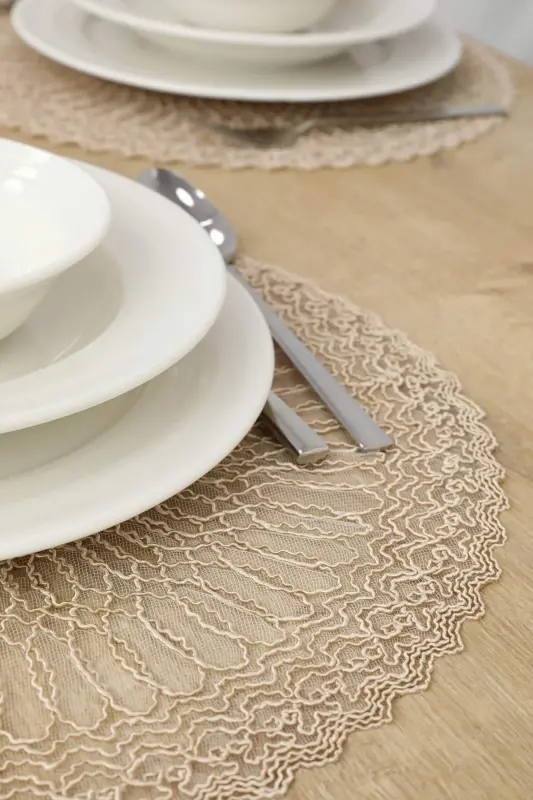 American Placemat, Charger Plate, and Runner Set for 6 People - Mink - 4