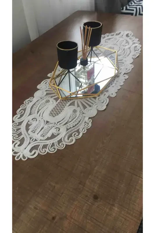 American Service, 1 Runner 6 Placemat Dining Set, Tablecloth Set, Serving Presentation Set - Cream-Cream2 - 7