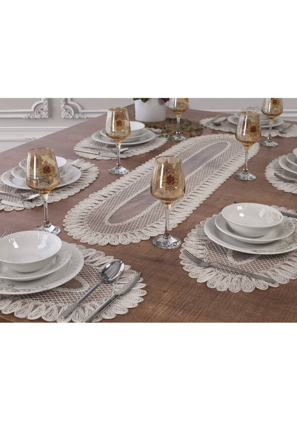 American Service, 1 Runner 6 Placemats Dining Set, Tablecloth Set, Serving Presentation Set - 1