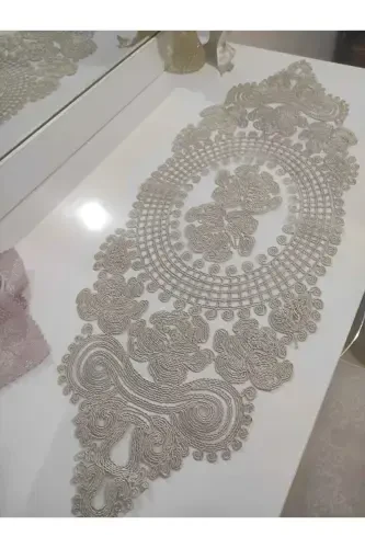 American Service, 1 Runner 6 Placemats Dinner Service Set, Tablecloth Set, Serving Presentation Set - Coffee - 3