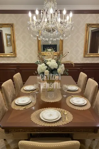 American Service, 1 Runner 6 Placemats Dinnerware Set, Tablecloth Set, Serving Presentation Set 