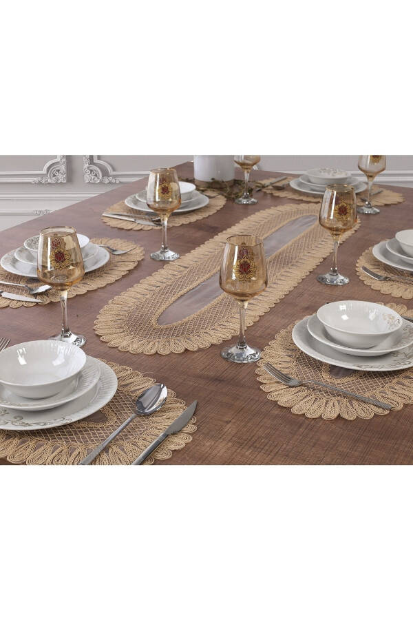 American Service, 1 Runner 6 Placemats Dinnerware Set, Tablecloth Set, Serving Presentation Set - 1