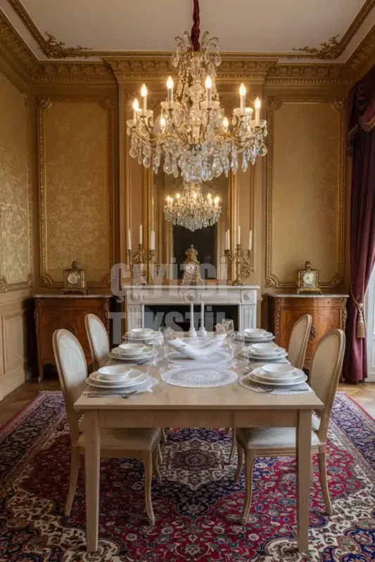 American Serving Placemat and Runner Set for 6 People - 7 Pieces - BILGIÇLER