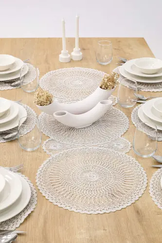 American Serving Placemat and Runner Set for 6 People - 7 Pieces - BILGIÇLER (1)